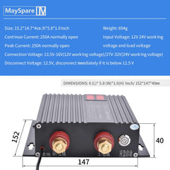 150/250 Amp Dual Smart Battery Isolator Universal 12V/24V Voltage Sensitive Relay