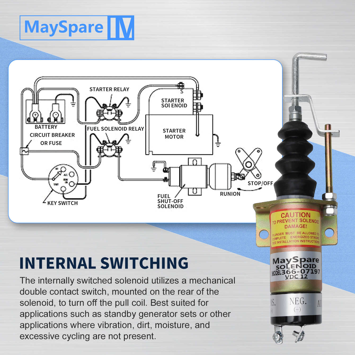 Fuel Shut Off Solenoid Compatible with Lister Petter LPW LPWS LPWT