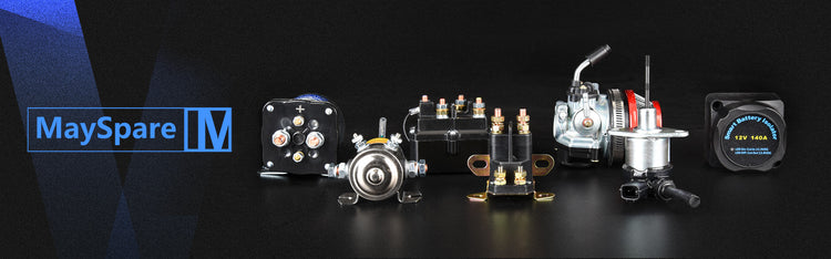 MAYSPARE AUTO RELAY AND BATTERY ISOLATOR RELAY AND ELECTRIC FUEL PUMP AND FUEL SHUTOFF SOLENOID AND WINCH SOLENOID