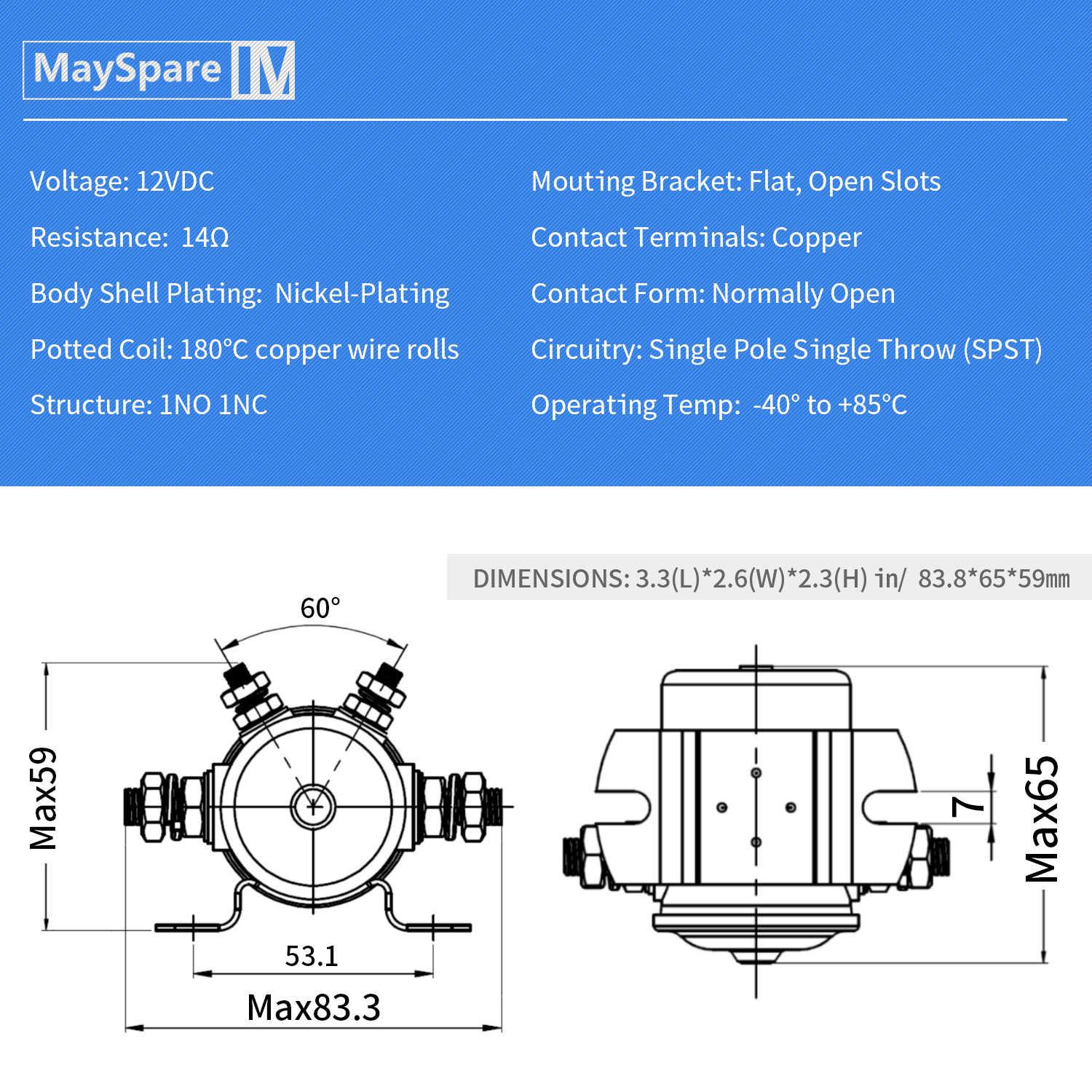 12 Volt ezgo electric golf car solenoid specification table