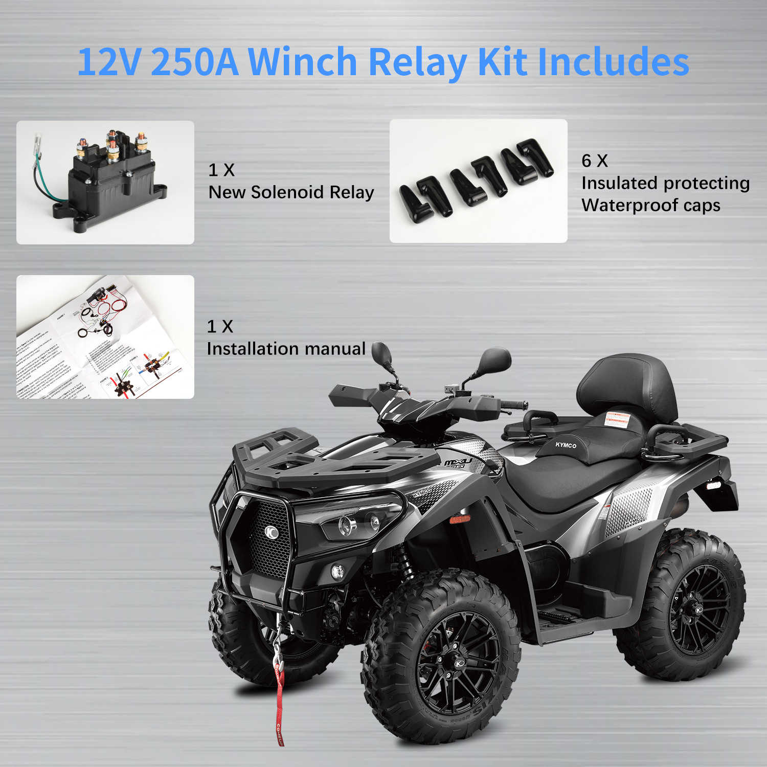 12V 250A winch relay kit includes
