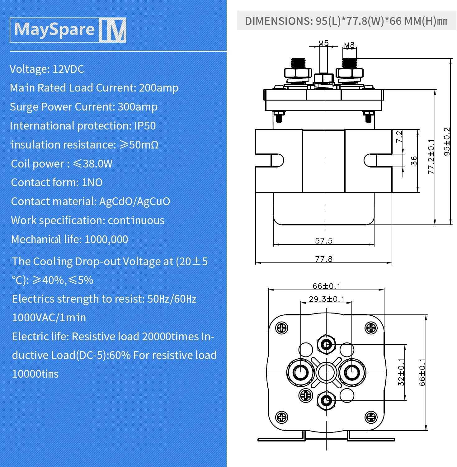 12v solenoid relay switch Specification Table