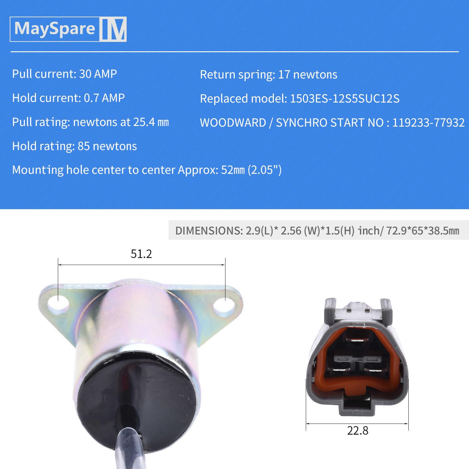 Fuel Shut Off Solenoid Specification Table