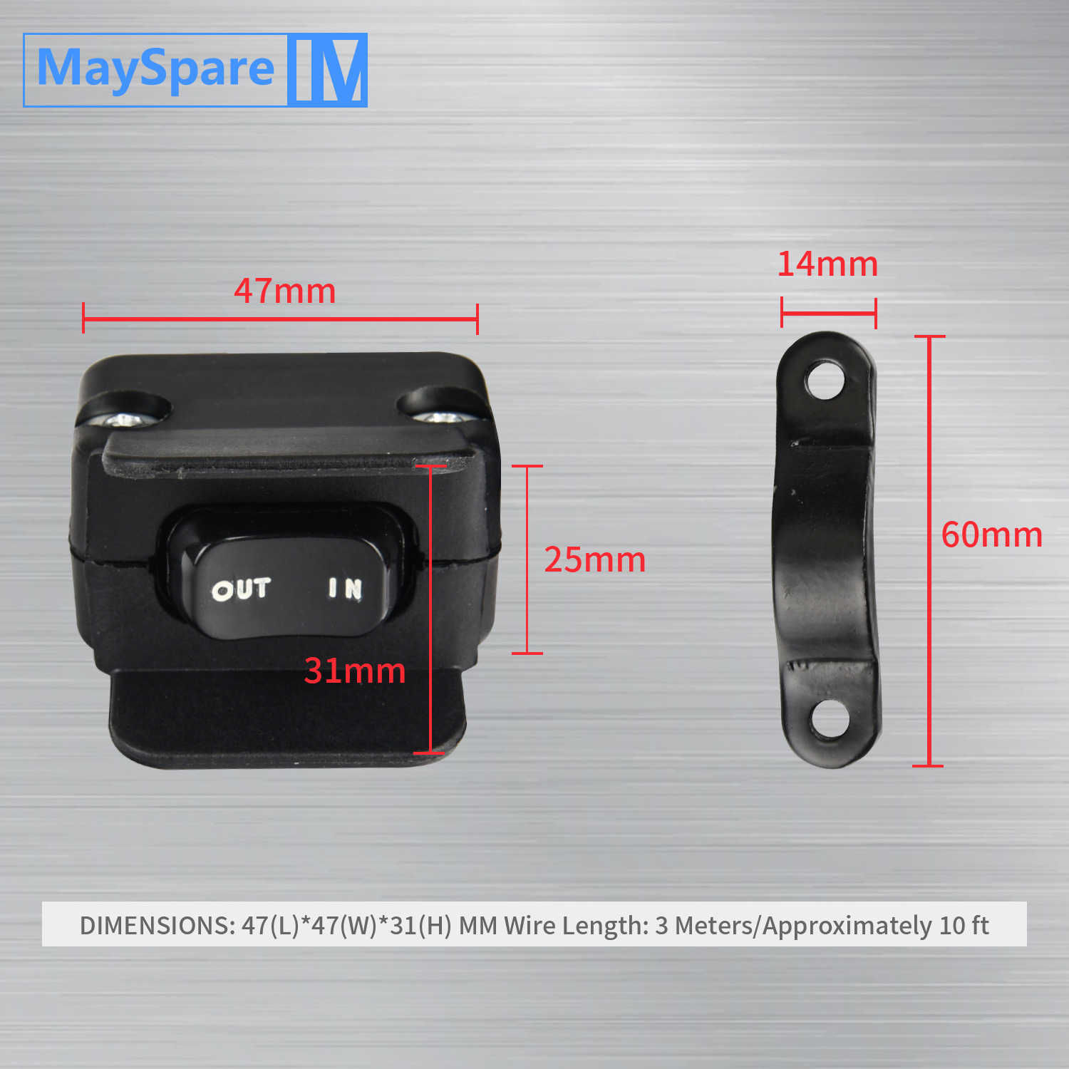 Handle Bar mounted Mini Rocker Switch with Standard Bullet Connectors for use