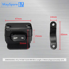 Handle Bar mounted Mini Rocker Switch with Standard Bullet Connectors for use