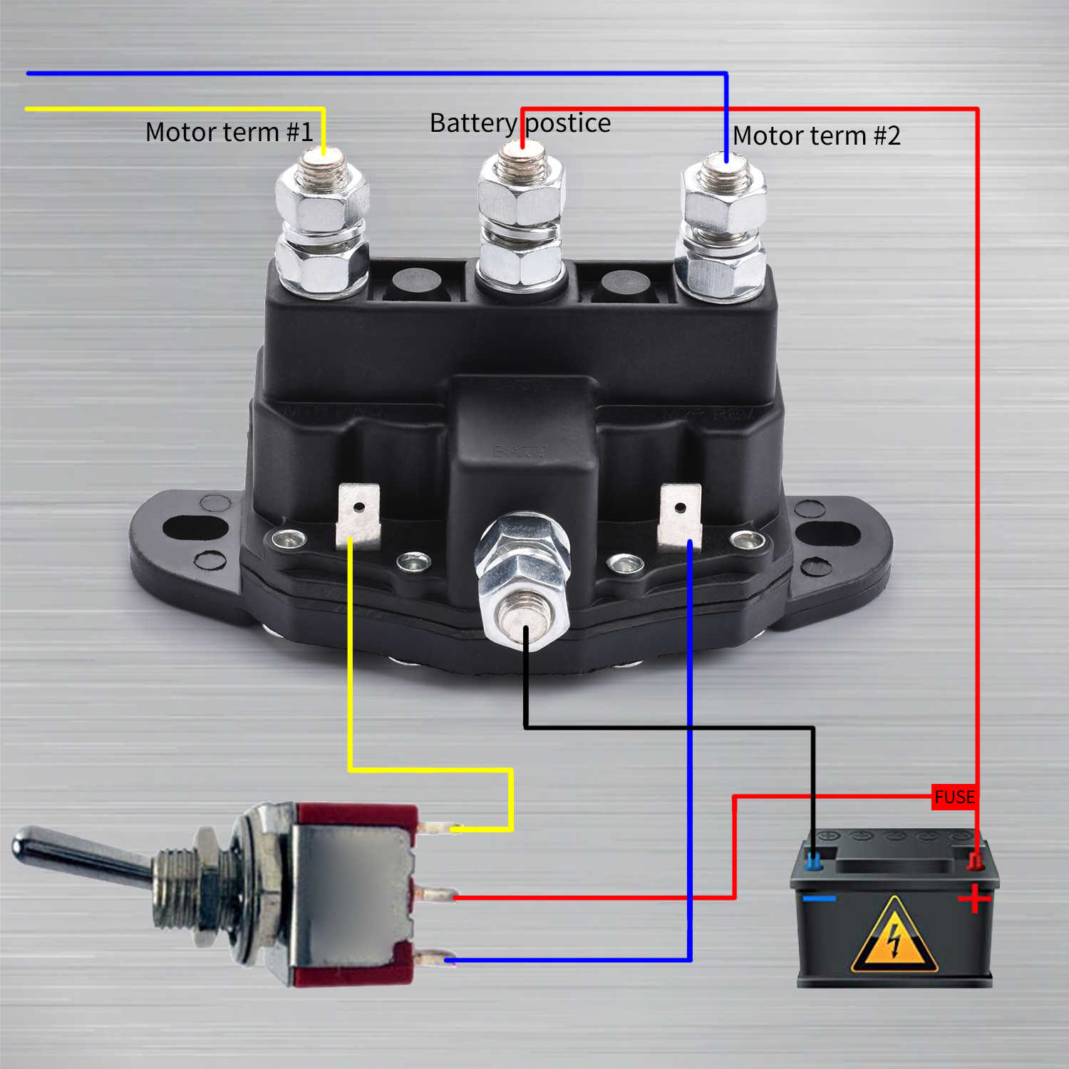 This solenoid is used to reverse polarity on Permanent Magnet winch motors with 2 terminal post