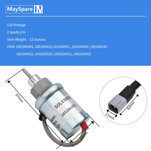 Fuel Shut Off Solenoid Replacement For Caterpillar Cat 3024 & Perkins Engines - U85206452 Compatible