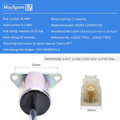 fuel shut off solenoid Specification table